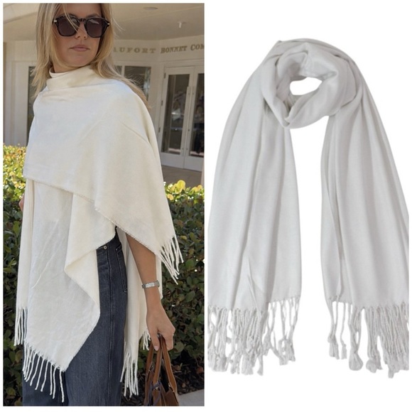 Boutique Accessories - Lightweight White Fringe Scarf